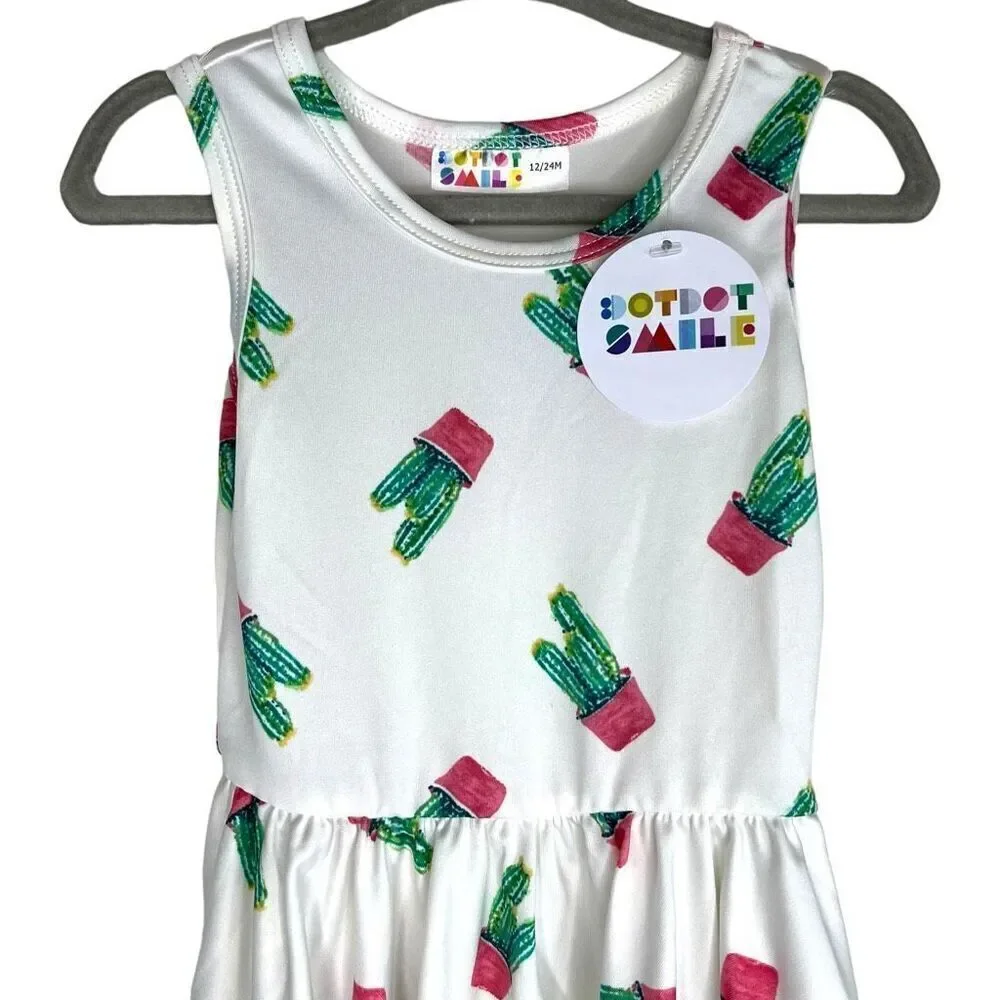 NEW Dot Dot Smile White Cactus Tank Dress 12-24 Months